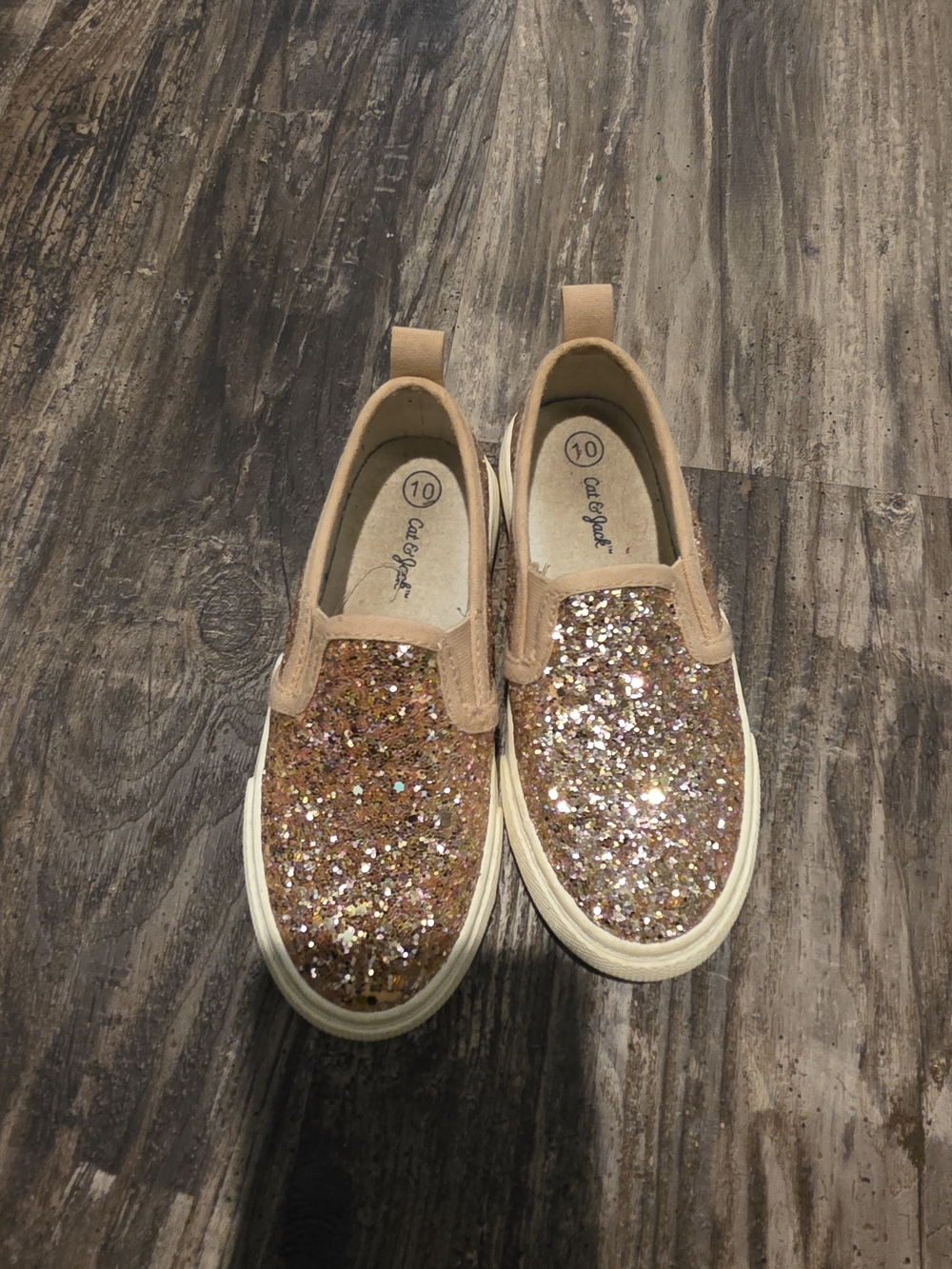 Cat & Jack Kids' Glitter Slip-On Sneakers - Rose Gold/Tan
